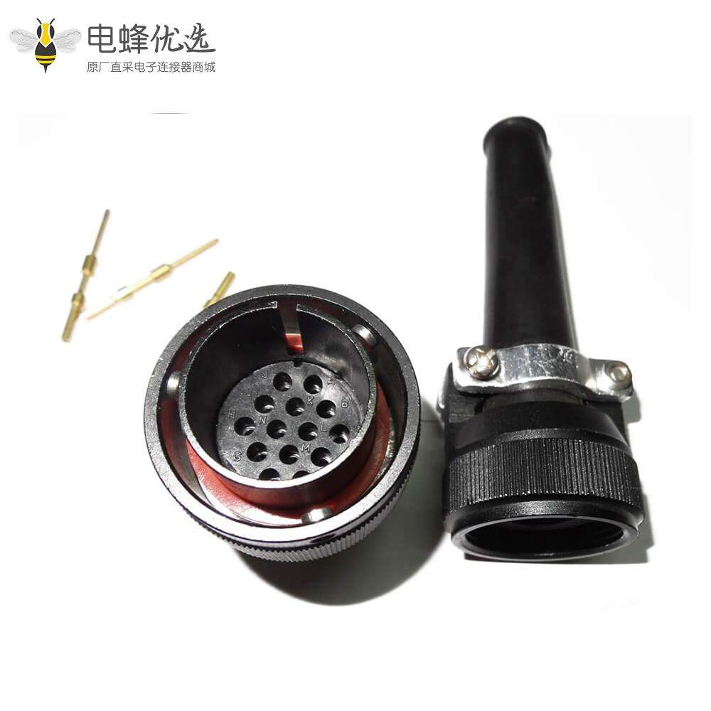 卡口圆形连接器JL公插头14芯焊接卡扣连接直式牵引连接器接线美标