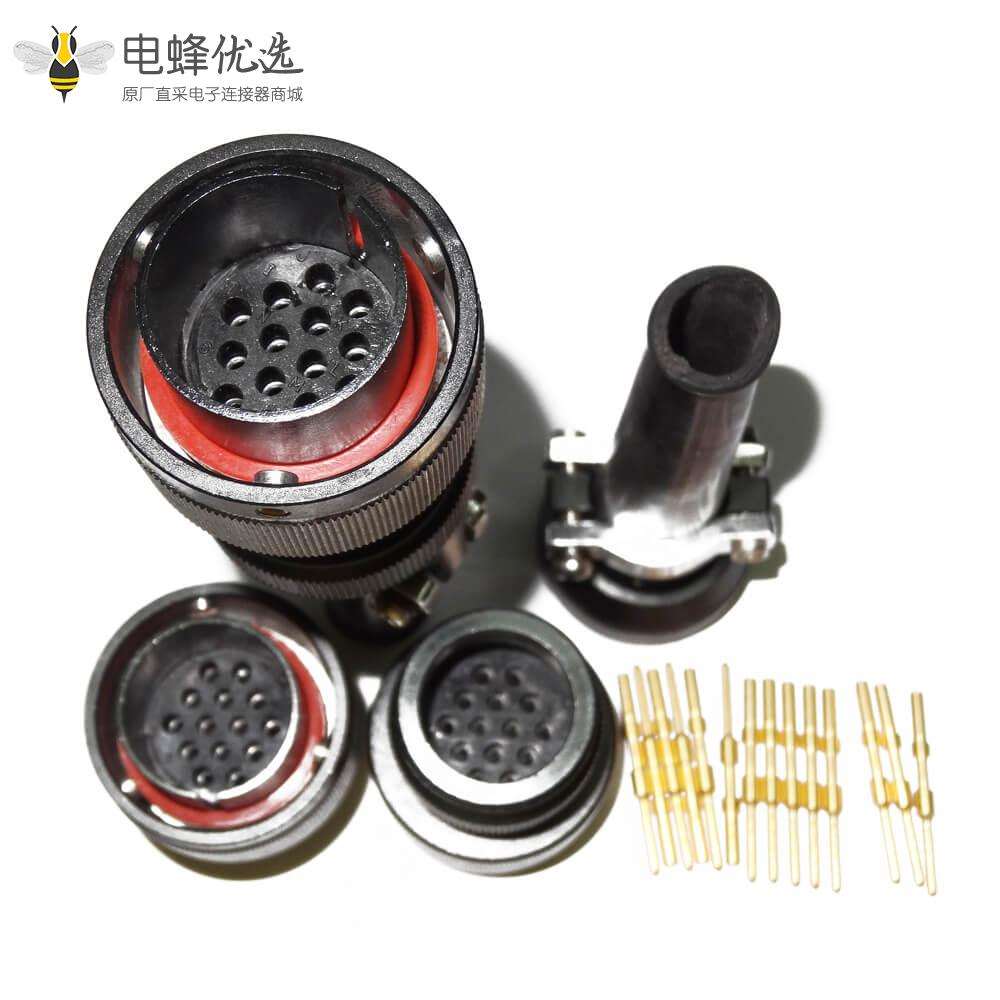 卡口圆形连接器JL公插头14芯焊接卡扣连接直式牵引连接器接线美标