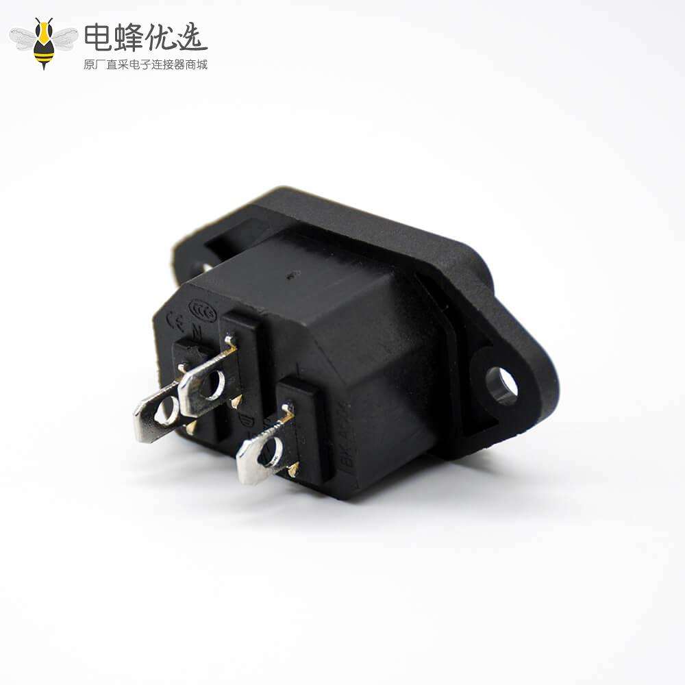 电源插座带保险AC-04公头插孔直式三芯AC电源连接器