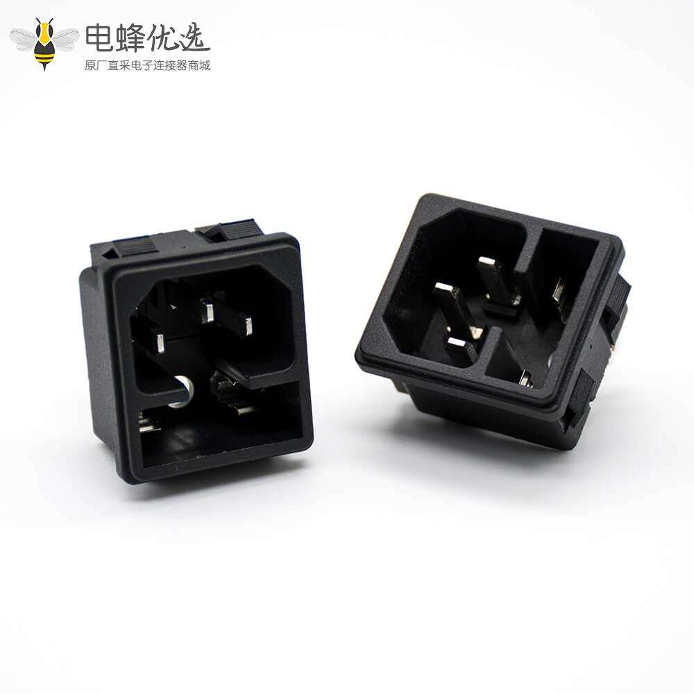 AC品字电源插座三芯直式AC-02公头插孔电源连接器