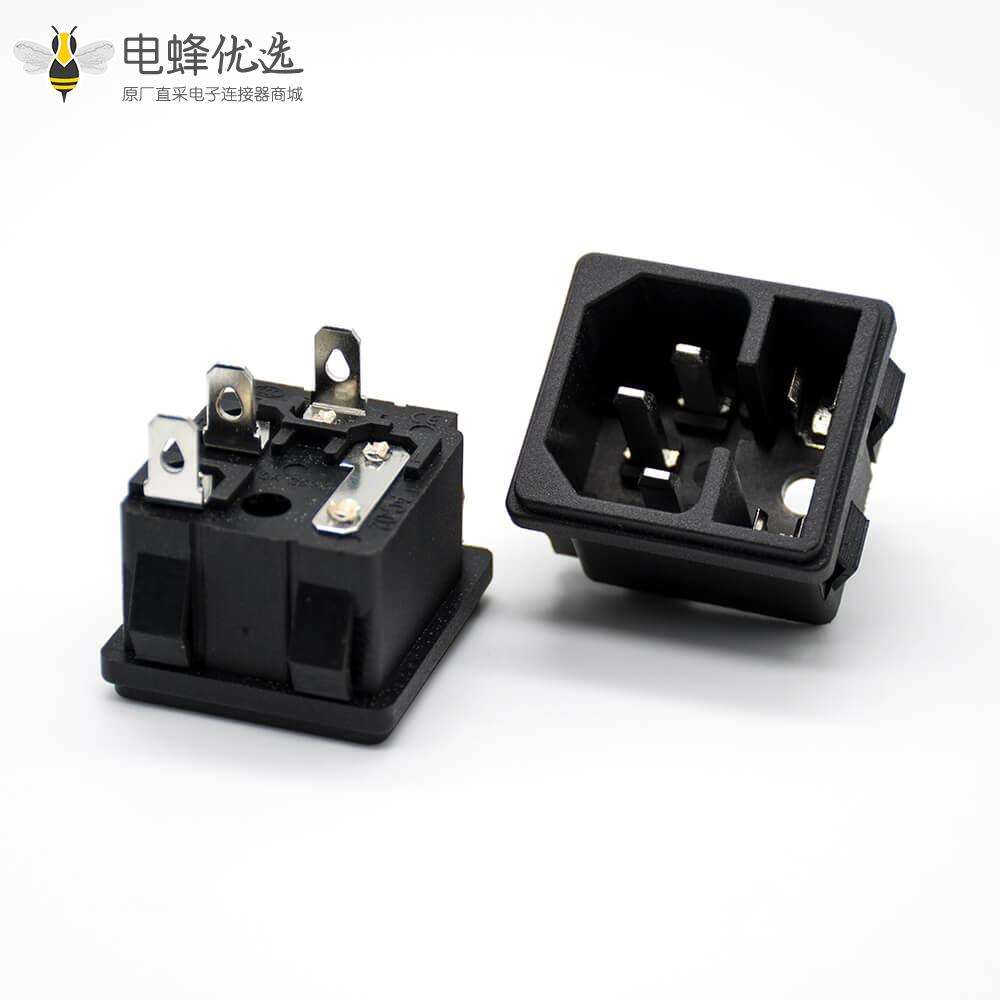 AC品字电源插座三芯直式AC-02公头插孔电源连接器