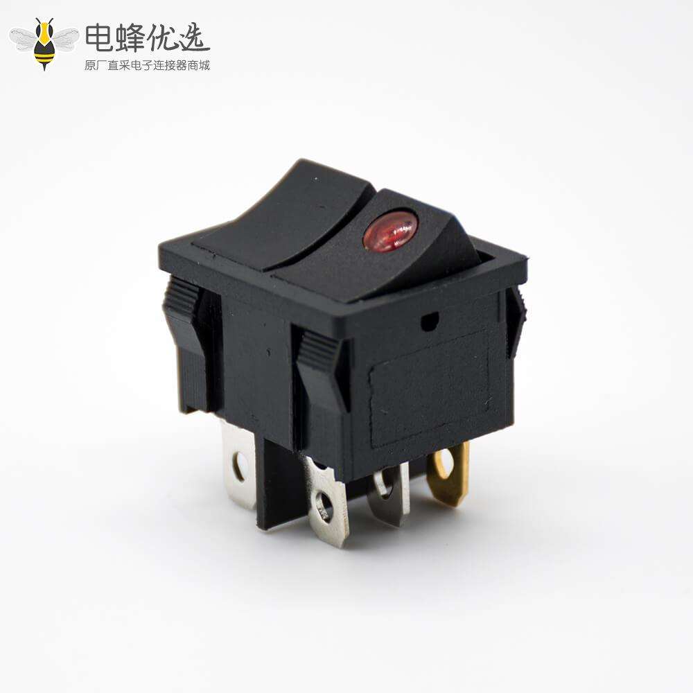 复位船型开关KCD5-201带灯5脚接线操作面板方形电子开关