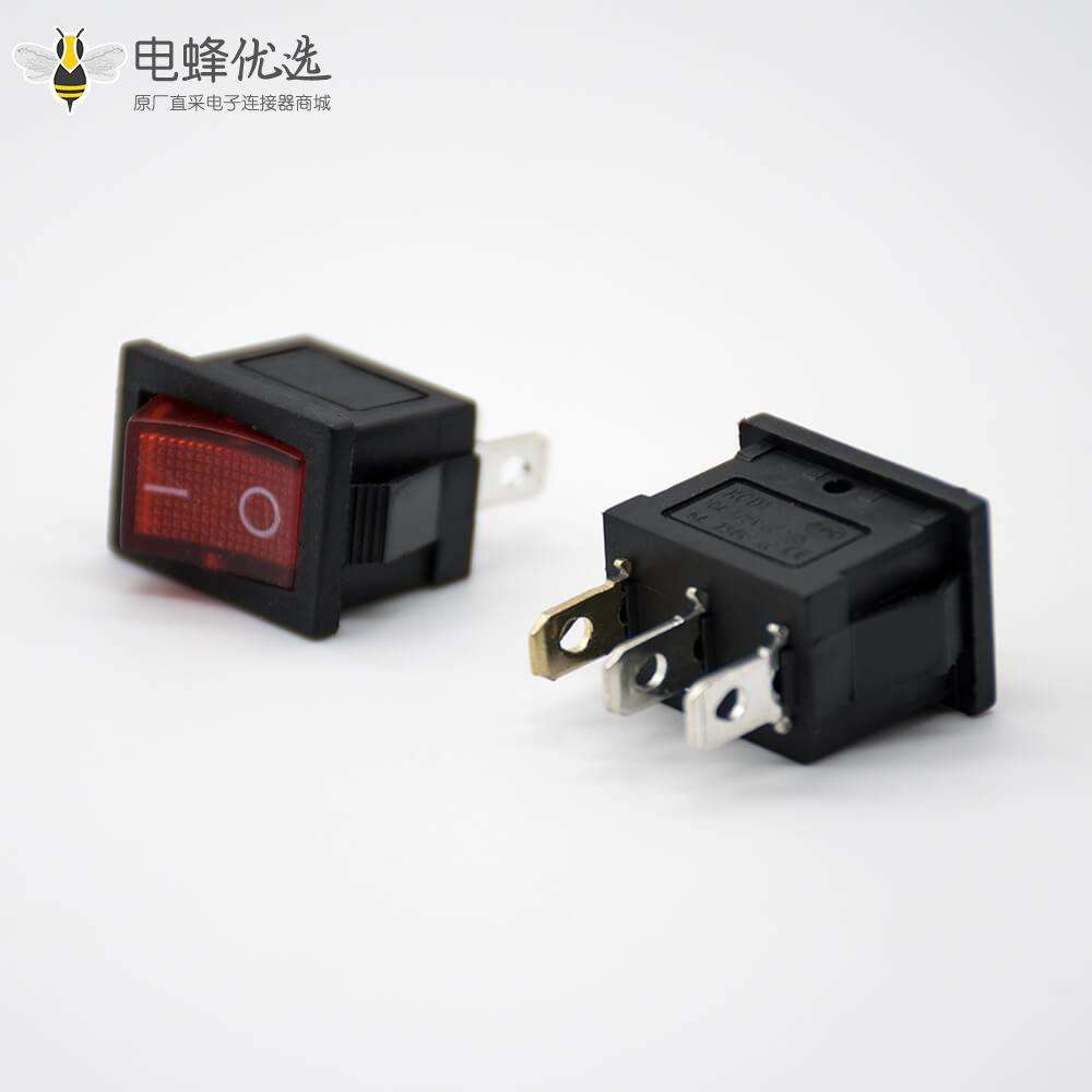 船型开关焊接接线2挡带灯面板安装KCD1N-103直式3脚