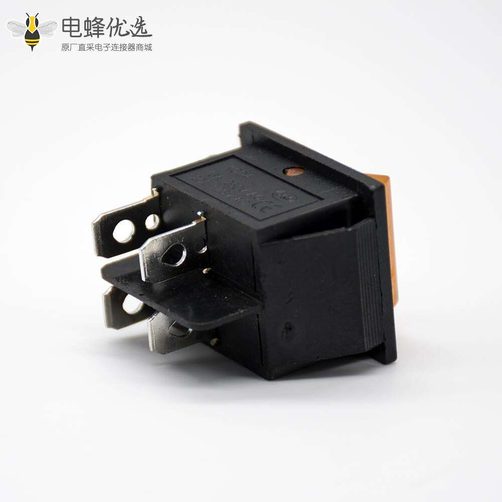 船型开关焊接KCD4N-201直式铁脚4脚2挡电子船型开关面板安装带灯