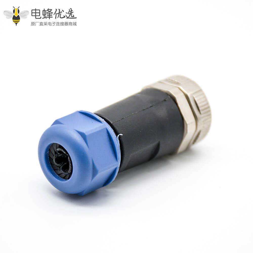 7/8连接器3芯母头接线焊线直式组装不带屏蔽