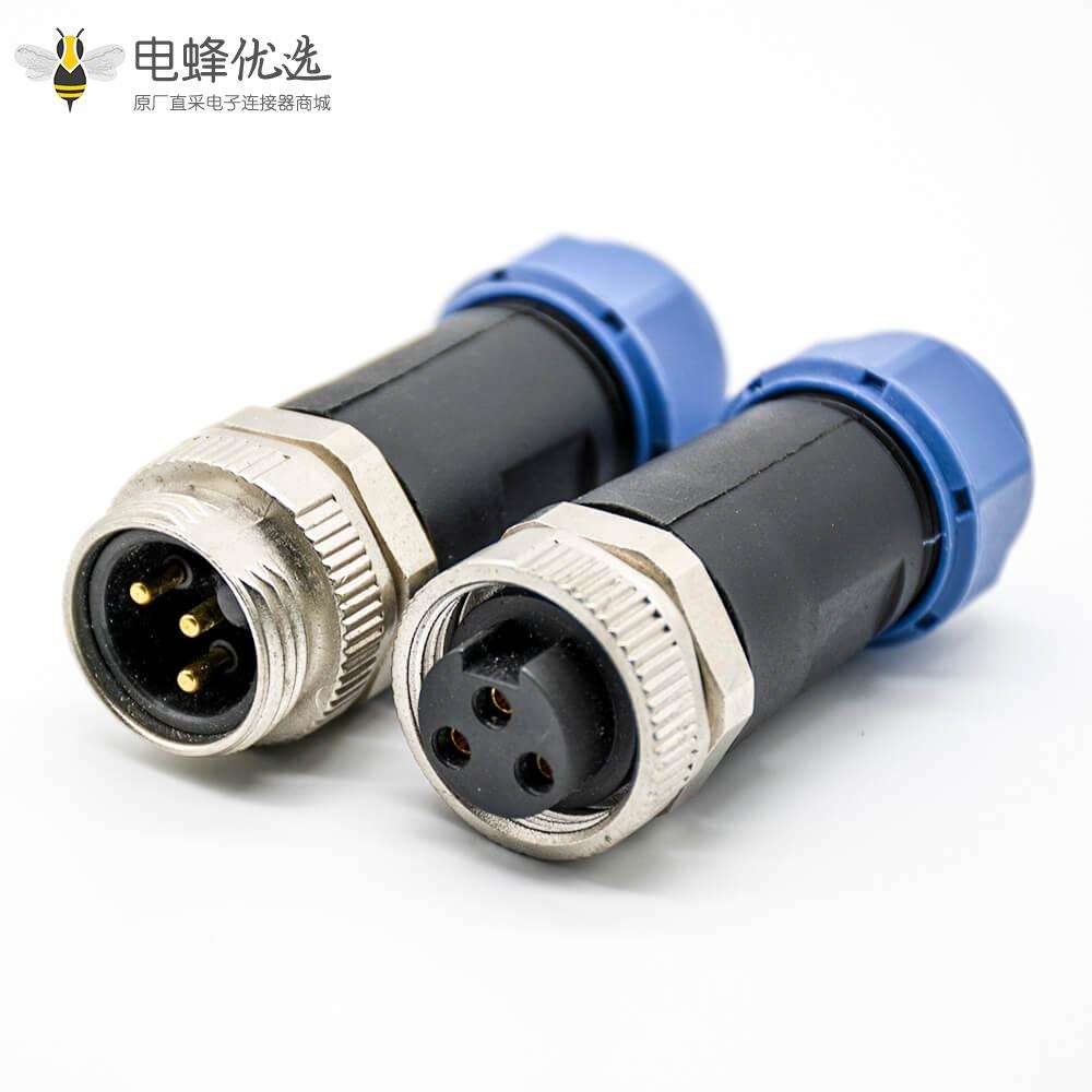 7/8连接器3芯母头接线焊线直式组装不带屏蔽