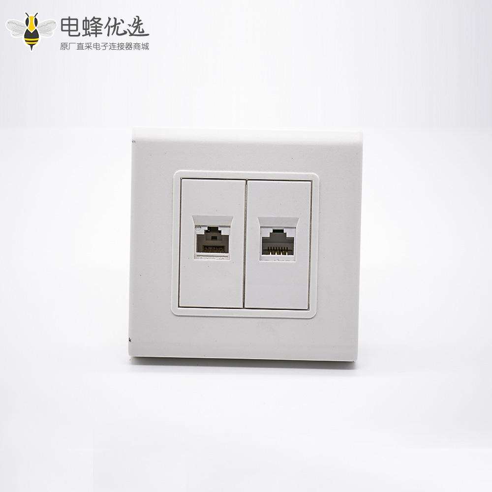 RJ45网络面板双端口网络模块电脑插座不带屏蔽86型信息面板