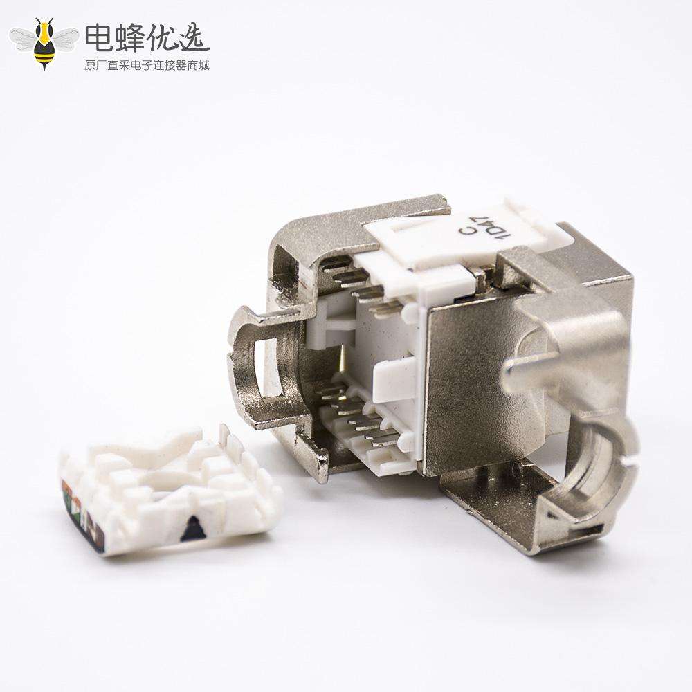 RJ45超六类网络接口带屏蔽180度直式单端口网络免打模块