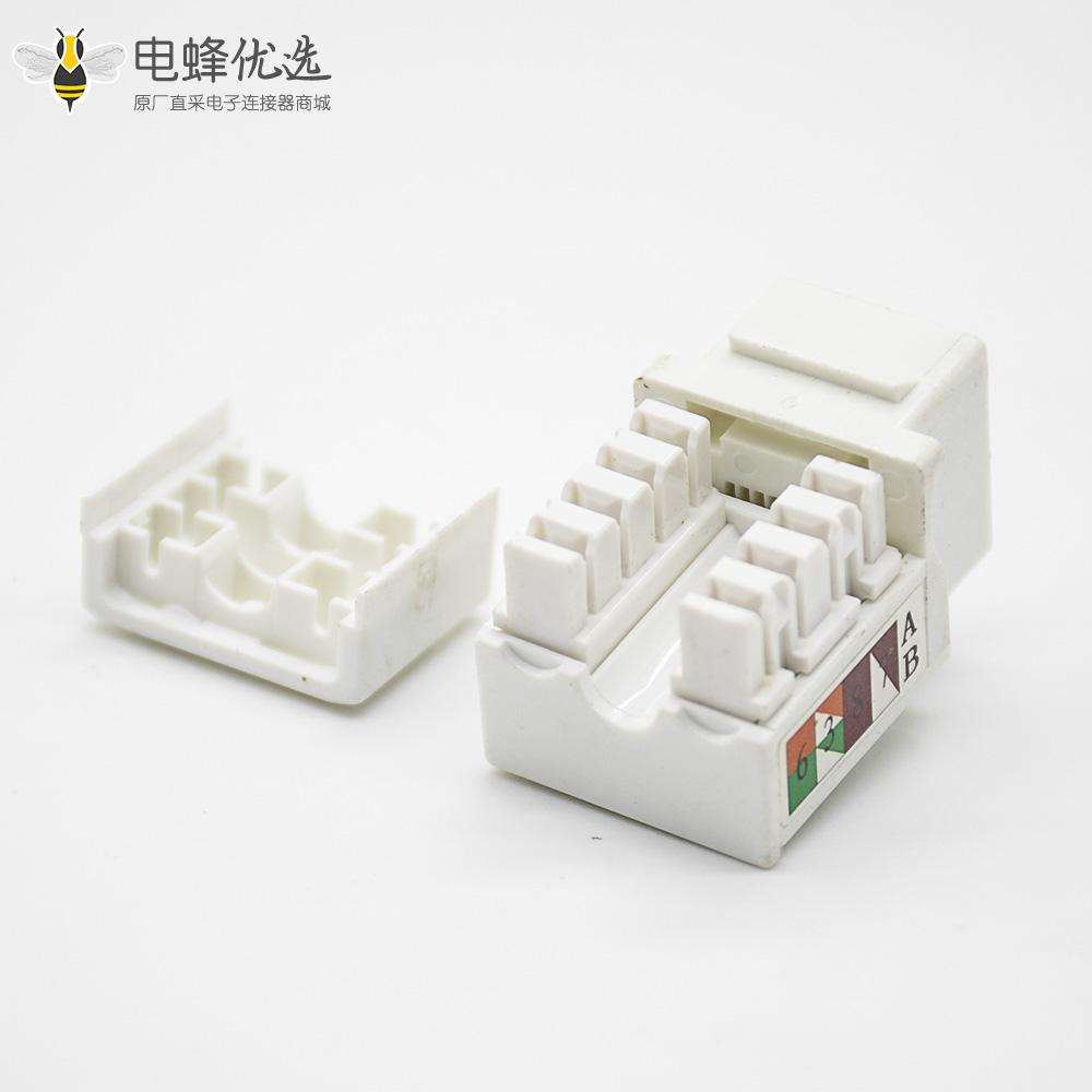 网线接口RJ45镀金触头单端口六类不带屏蔽90度模块化连接器