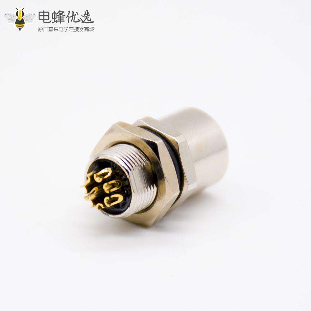 m8连接器直母头8芯面板安装后锁板B编码