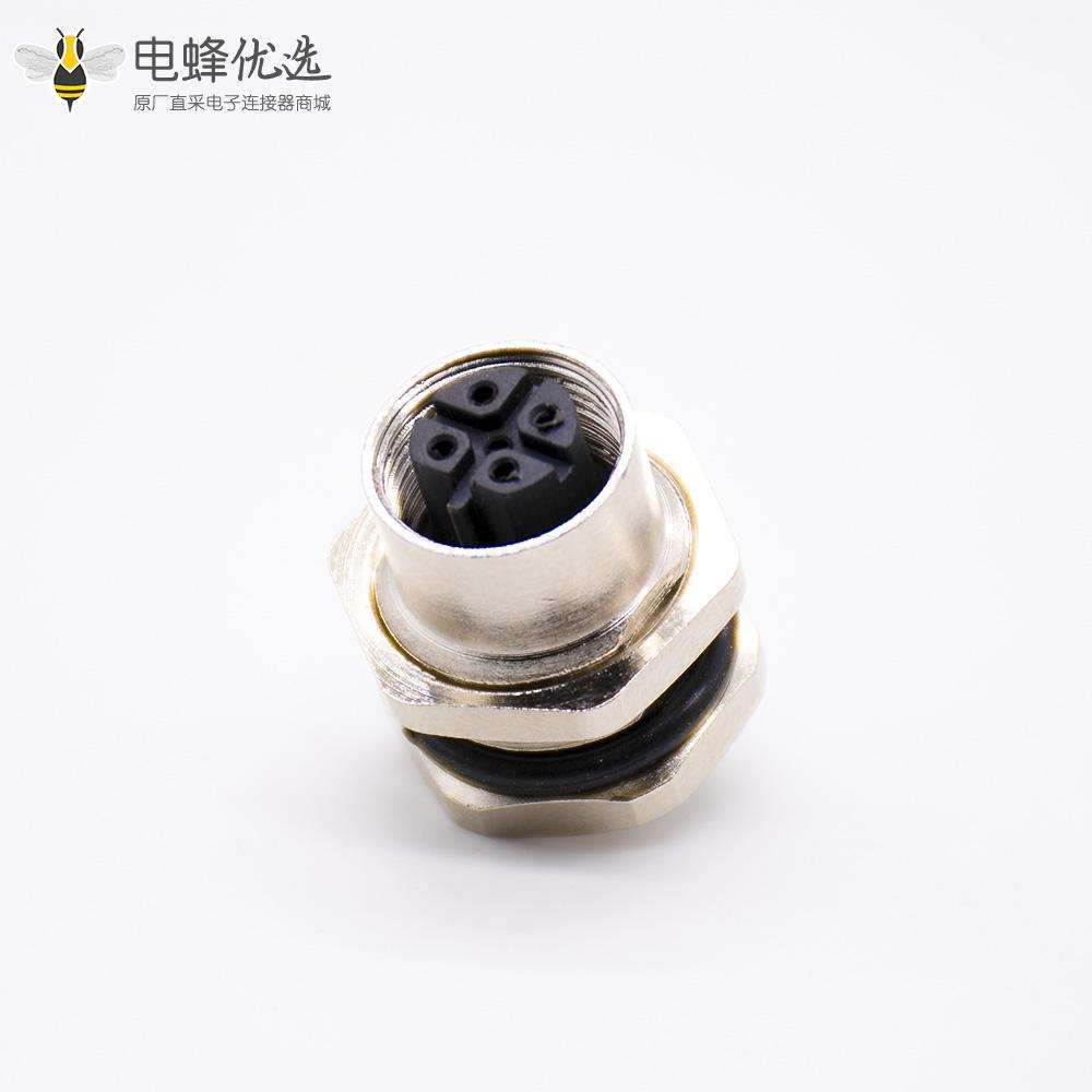 m12连接器5针母头直式前锁板焊线B编码