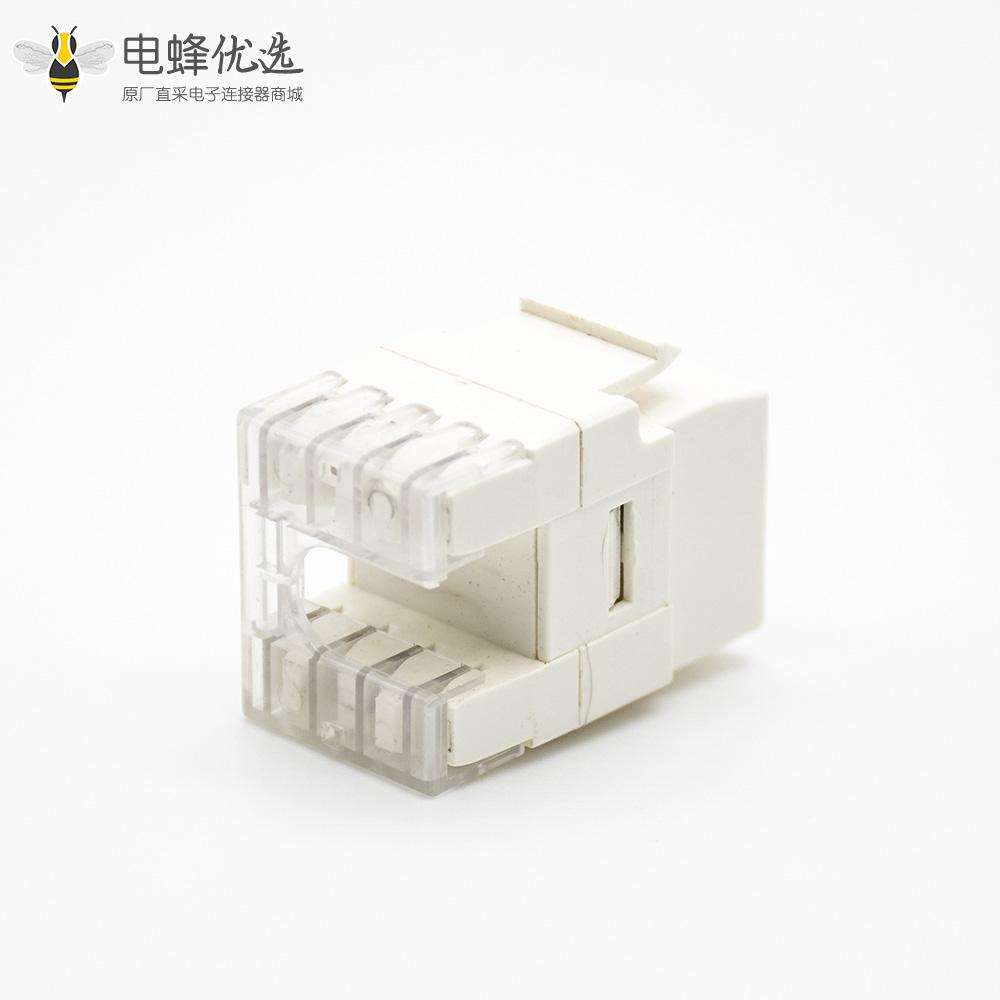 CAT6网络模块8P8C直式180&deg;非屏蔽单端口触头镀金RJ45插座