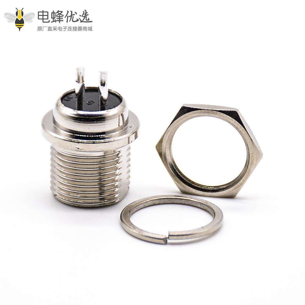 2芯航空头GX12常规款直式公插座焊线前锁板航空连接器