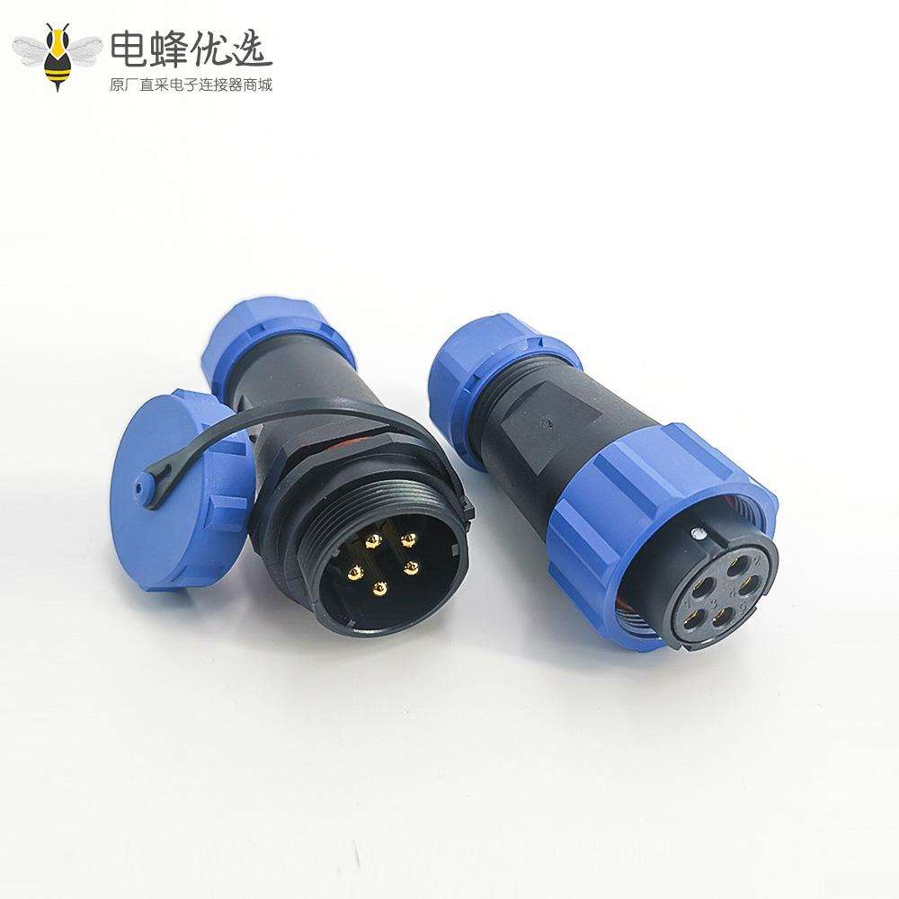 5针航空母插头SP21系列+公插座一对对接款直式焊接
