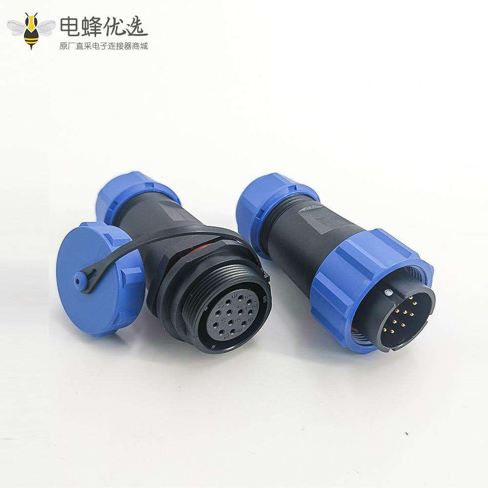 航空插头座SP21系列12芯直式公插头+母插座一对对接款焊接