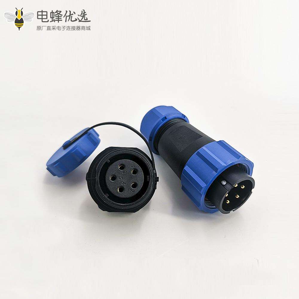 SP21系列5芯母插头+公后螺母插座面板安装直式