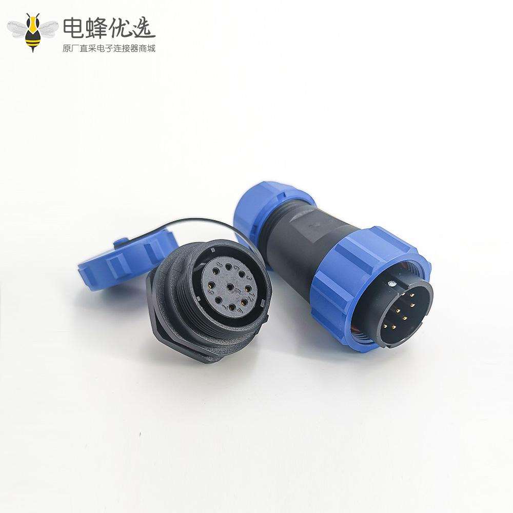 9针航空插头SP21系列公插头+母后螺母插座直式面板安装