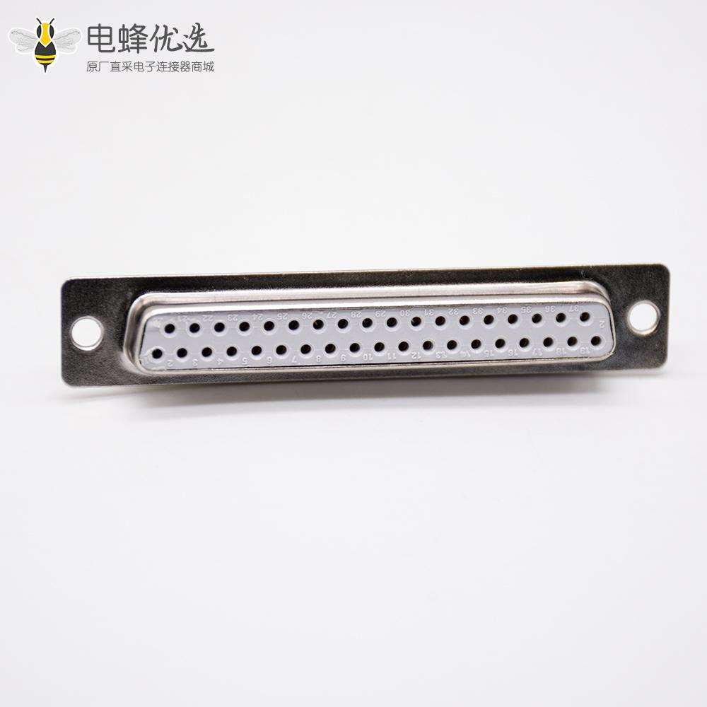 37针D-sub孔型插座直式母头冲针焊杯式白色胶芯