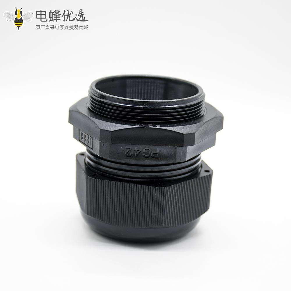 防水电缆密封接头德制螺纹PG42尼龙塑料电缆固定接头
