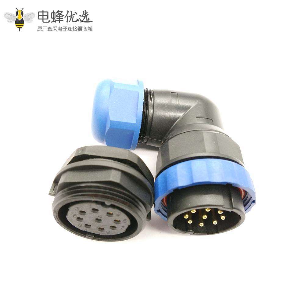 圆形连接器SP29-9芯弯插头+后螺母插座