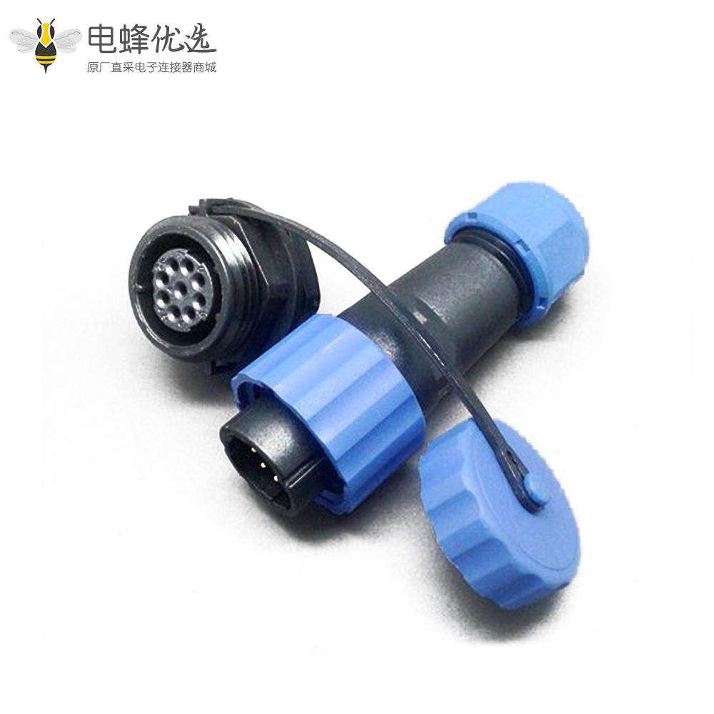 SP17系列9芯公插头+母圆螺母插座一对后锁板安装