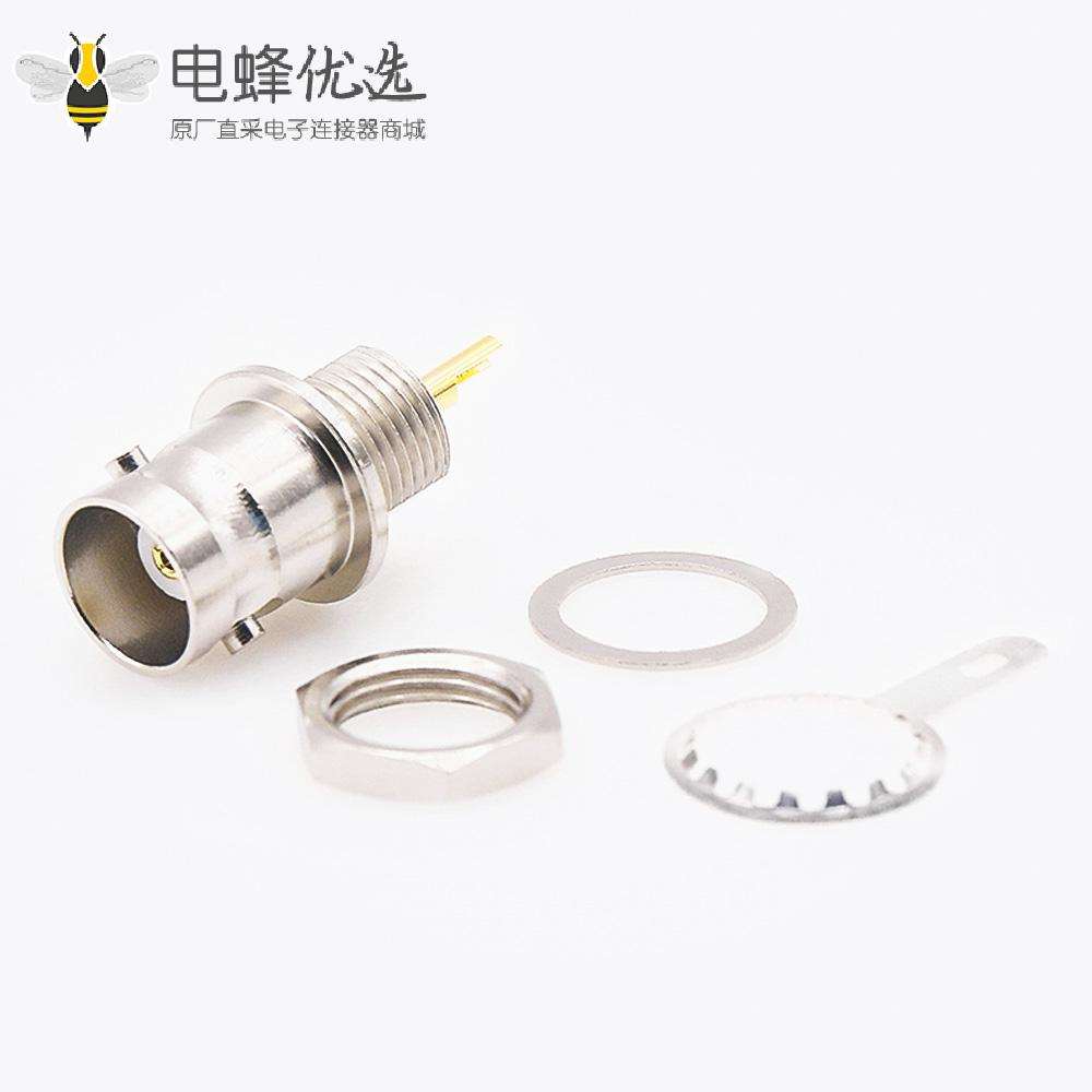 BNC后锁穿墙连接器75&Omega;母头直式面板安装焊接接线接地