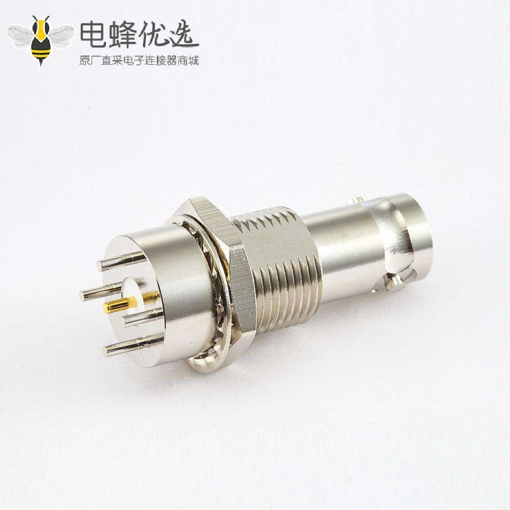PCB安装BNC50&Omega;母头直式连接器前锁穿墙插孔