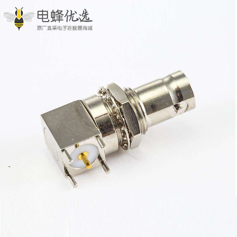 面板安装前锁穿墙BNC连接器插孔弯式PCB插孔50&Omega;
