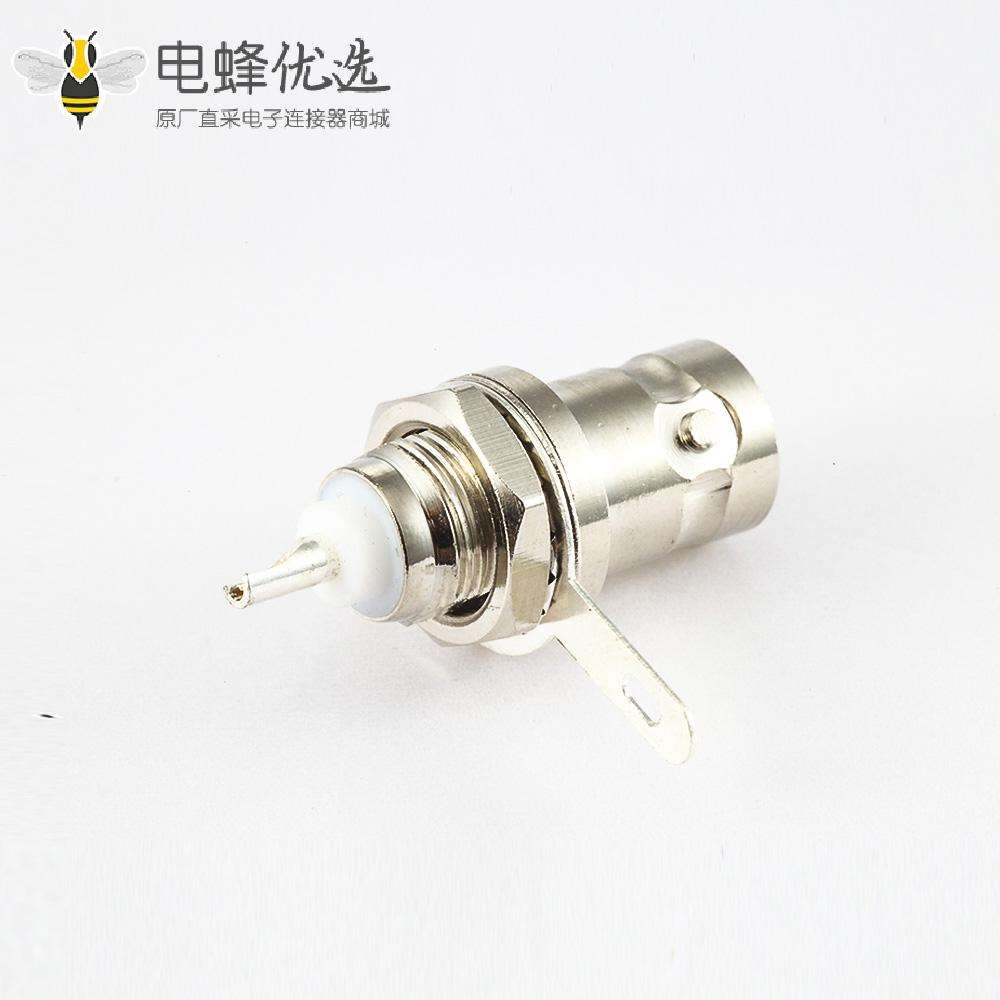 BNC连接器50&Omega;母头180度面板安装后锁穿墙隔板接线接地
