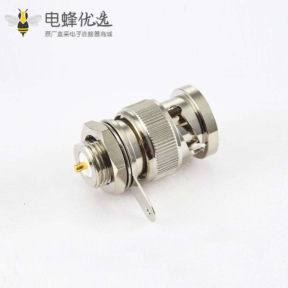 RFBNC接地接线连接器公头直型面板安装后锁穿墙焊接