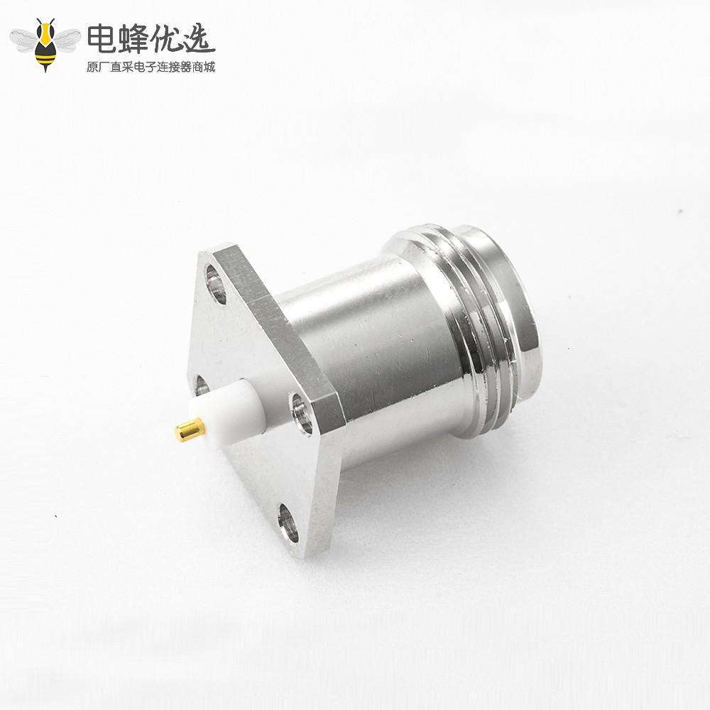 焊接连接器N型焊接板4孔法兰直型母头PCB安装