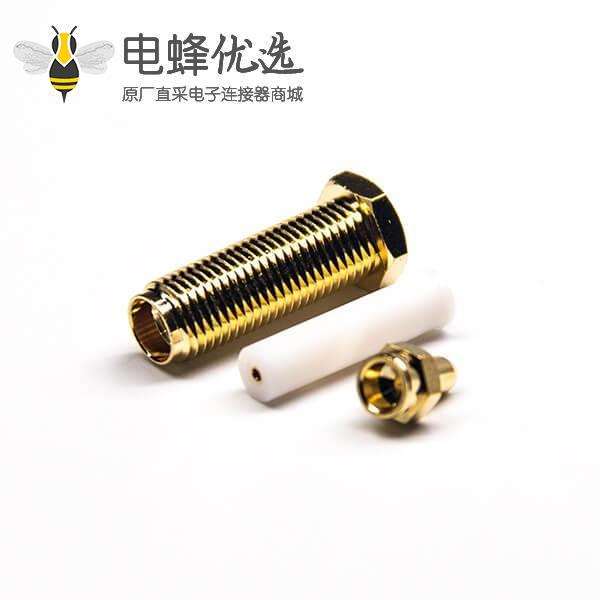 直式镀金SMA接头母头带PTFE焊线压接式接1.37. 1.13  0.81线