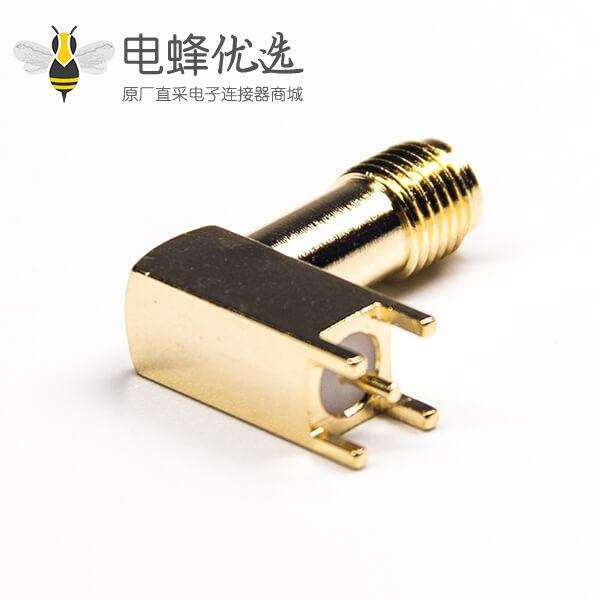 弯头sma连接器母头镀金50欧姆插PCB板