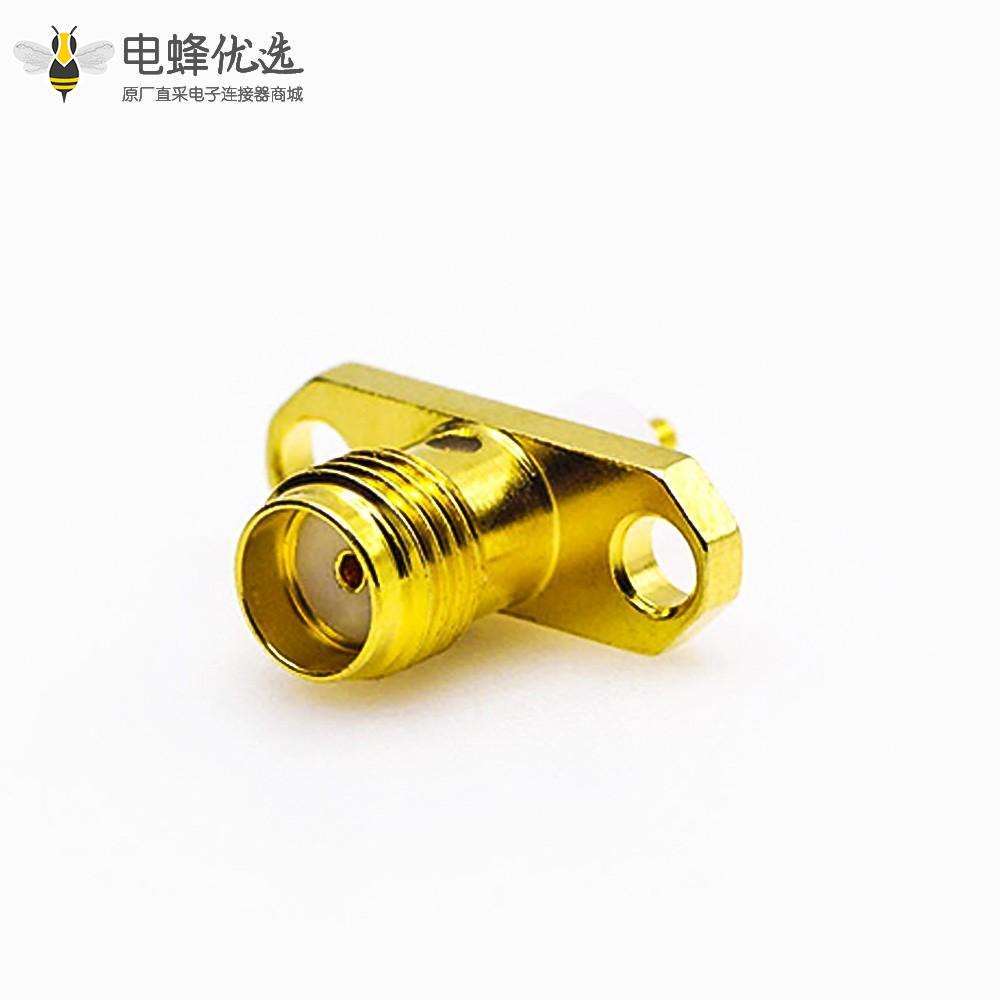 PCB安装SMA连接器焊板母头直式2孔法兰