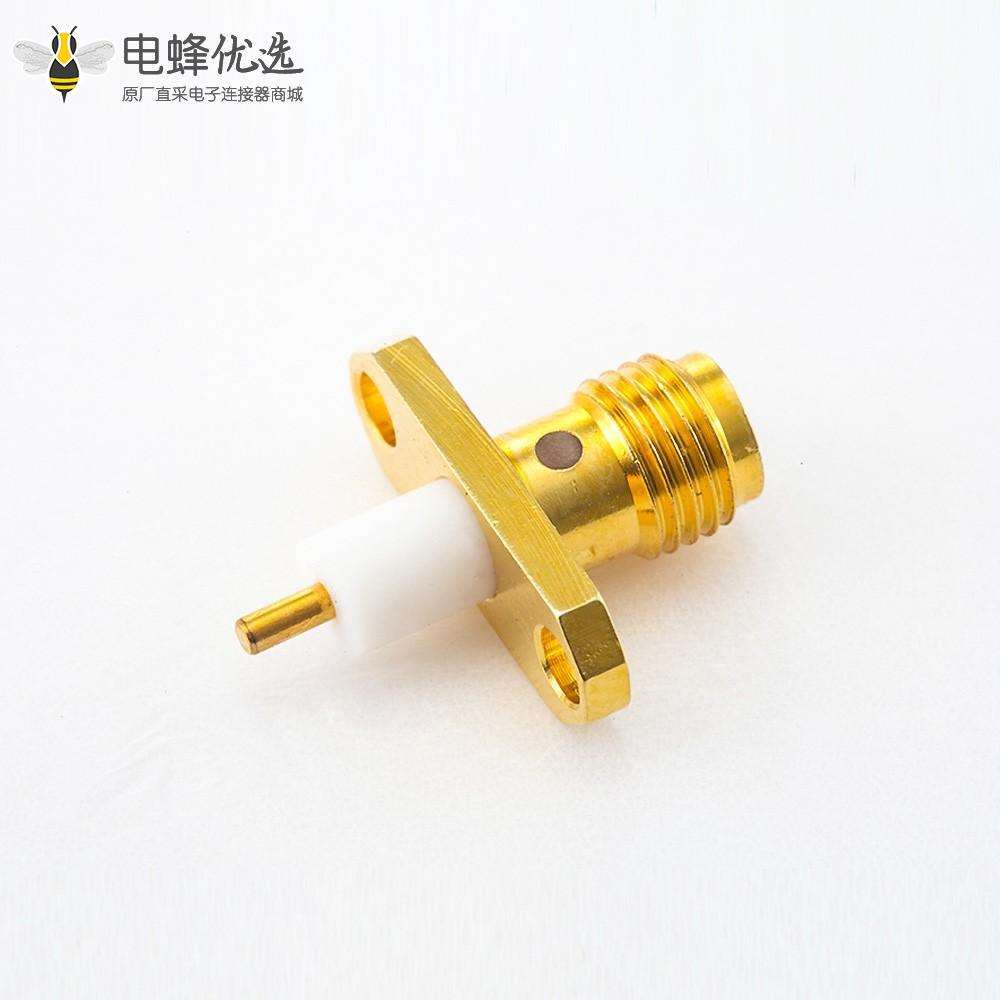PCB安装SMA连接器母头直式焊板2孔法兰