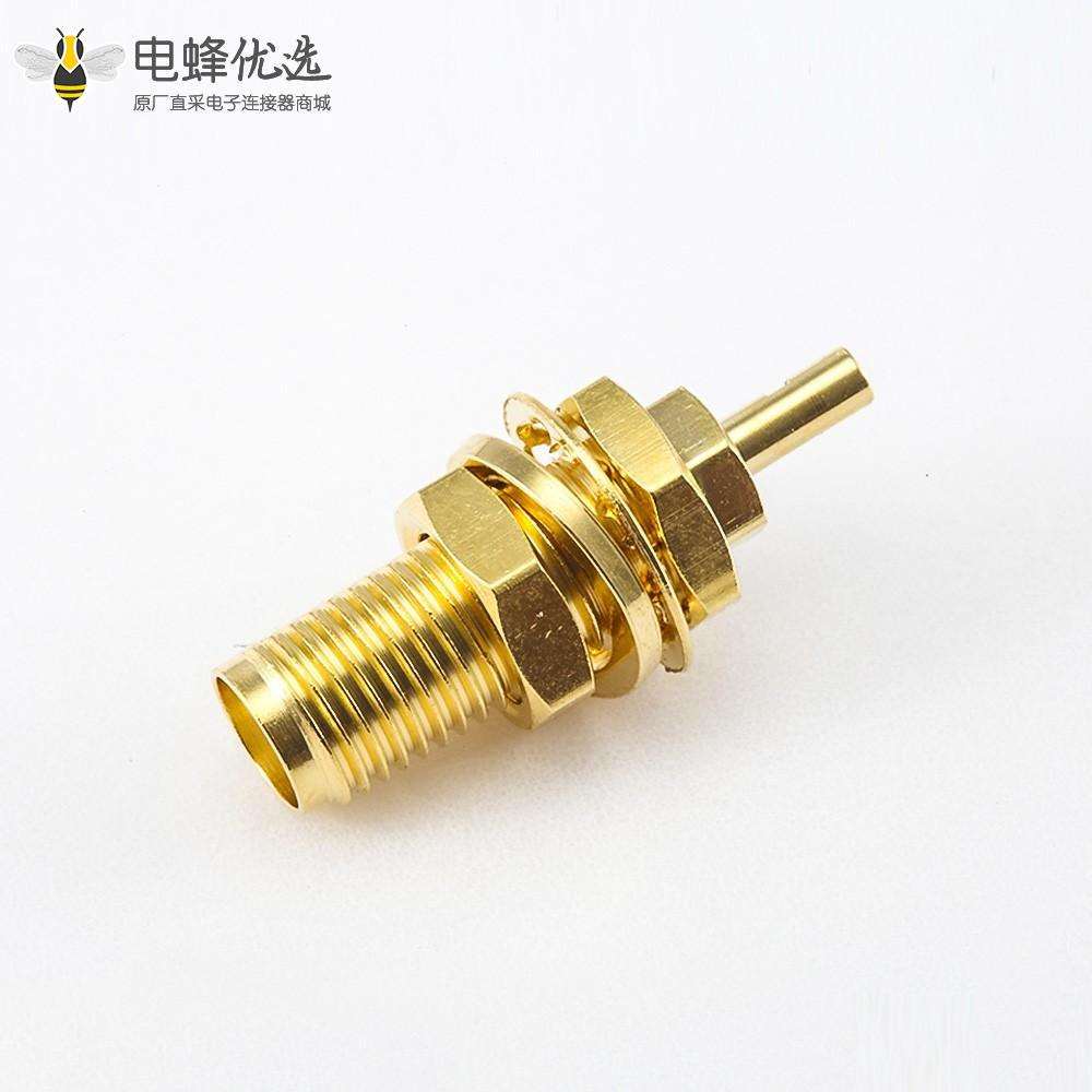 SMA连接器螺纹面板安装母头直式前锁穿墙开天窗焊接式用于1.13MM接线