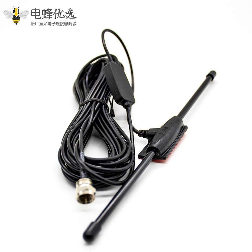 F型插头hdtv天线夹板公头增益1.5dBi接线RG174