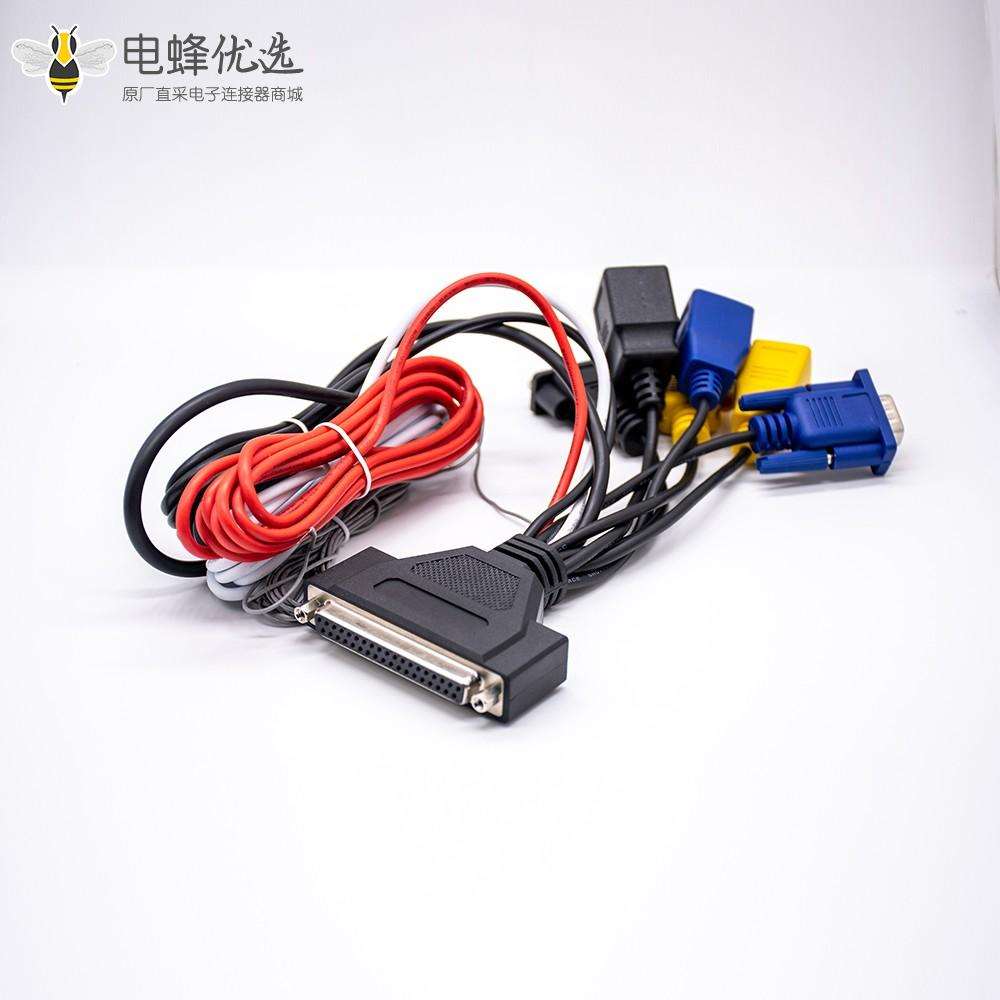 DB37针转D-sub&RJ45直式适配器电缆长3米带1米线束