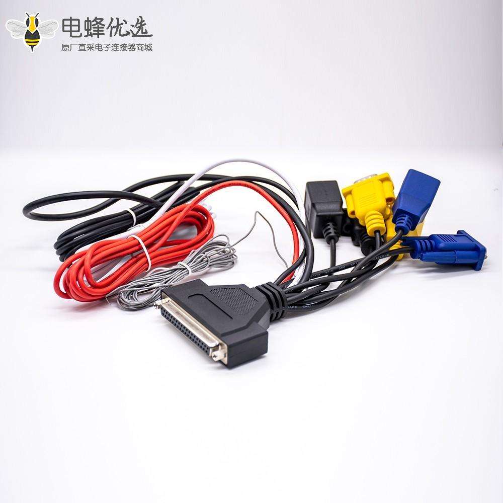 DB37针转D-sub&RJ45直式适配器电缆长3米带1米线束