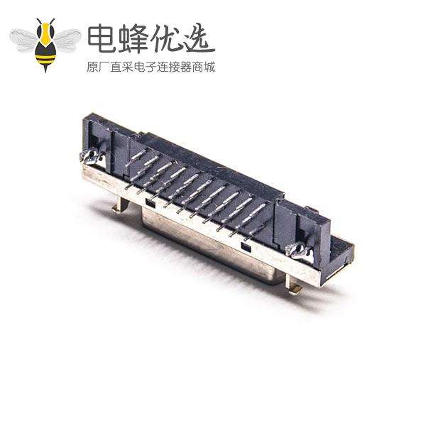 SCSI母连接器40芯HPDB母头弯式插板PCB板安装