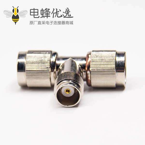 TNC母转公弯式三通射频连接器