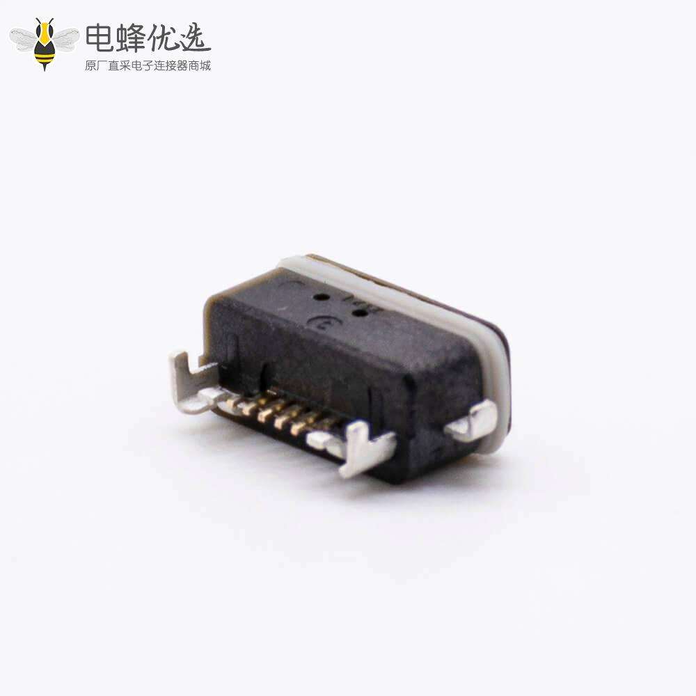 USB MICRO b防水母座5芯沉板带防水胶圈IP66沉板式