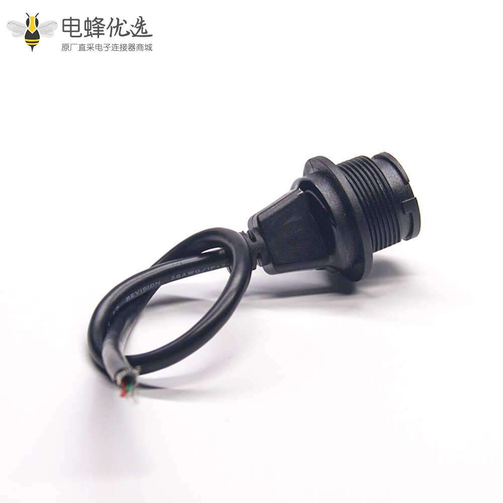 防水连接器USB2.0 A母防水单边线转接线长26cm