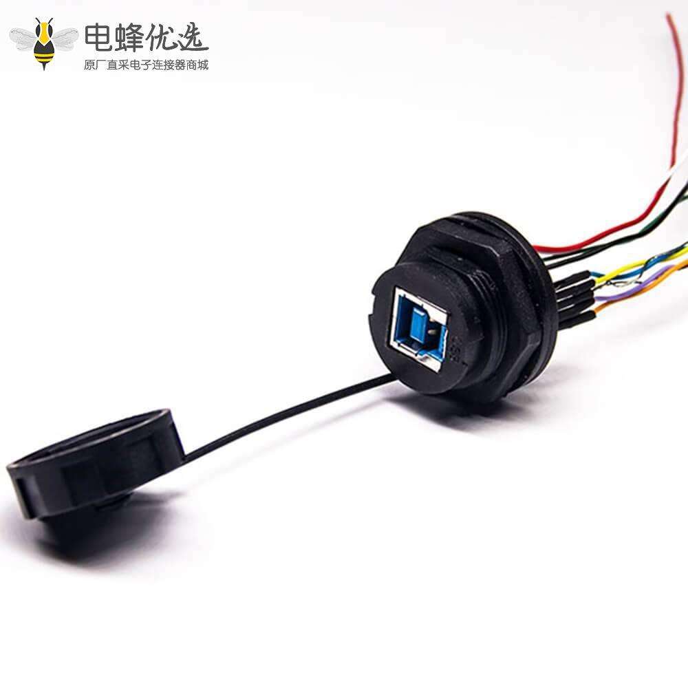USB连接器3.0 B母插座直式IP67线材