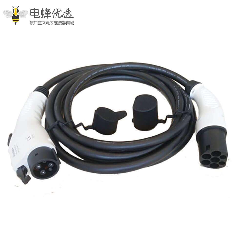 美标转欧标插头新能源车充电枪便携式充电线1型转2型16A 32A单相5米