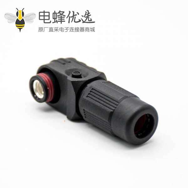 防水连接器单芯弯式插头插座12mm 300A带孔铜牌黑色IP65塑料防水