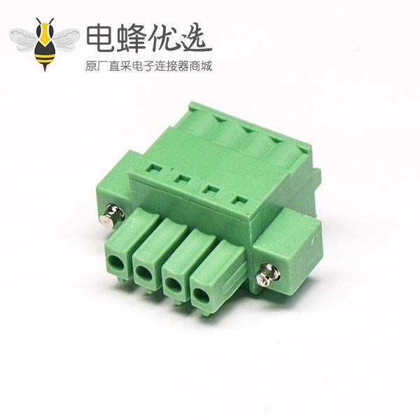 PCB插拔式接线端子绿色穿孔式直式带螺丝接线连接器