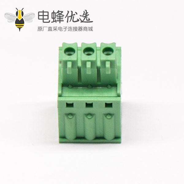 180度进线PCB接线端子弹簧式绿色直式插拔连接器