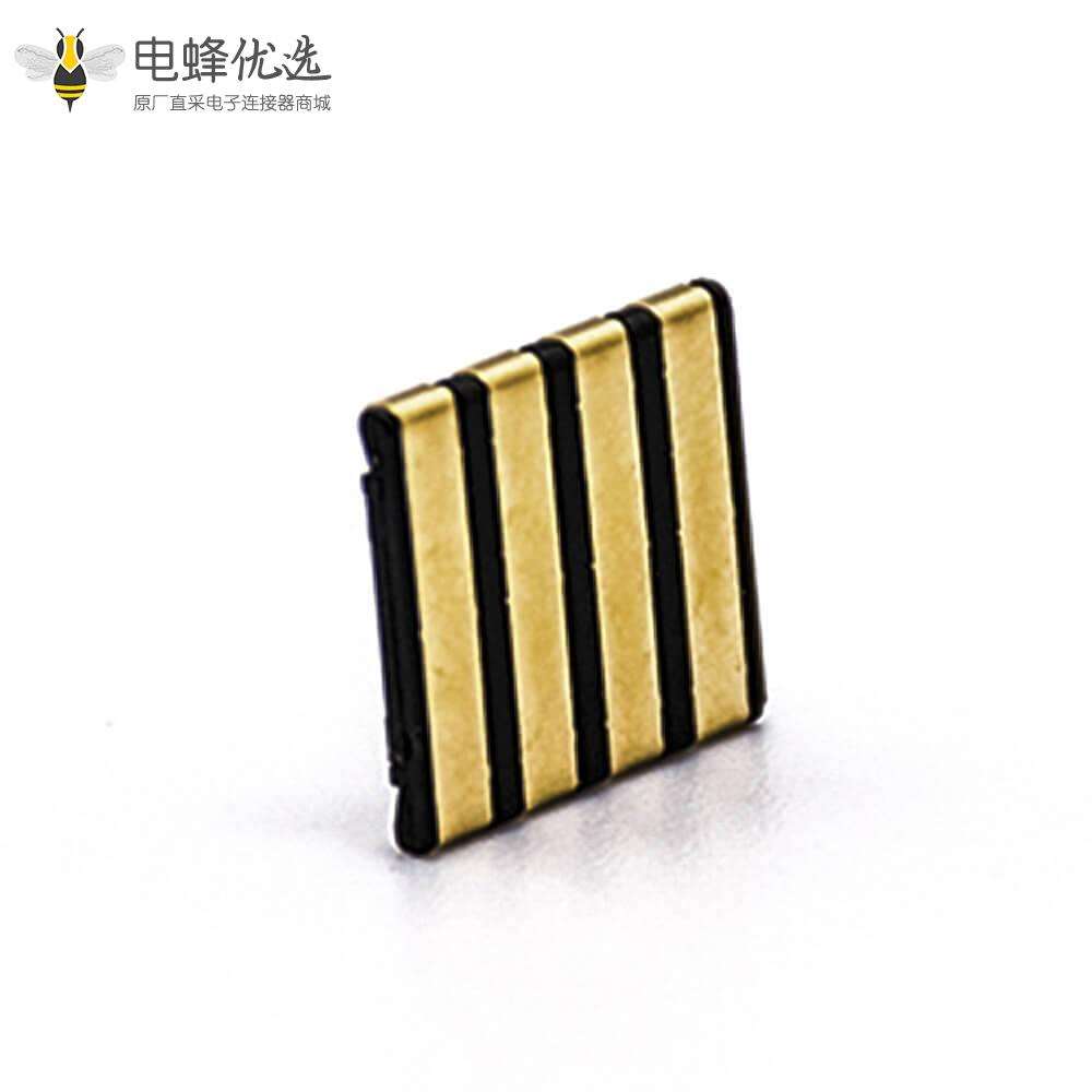 电源插座接触片1.27H塑高2.54PH镀金4芯贴片电池座