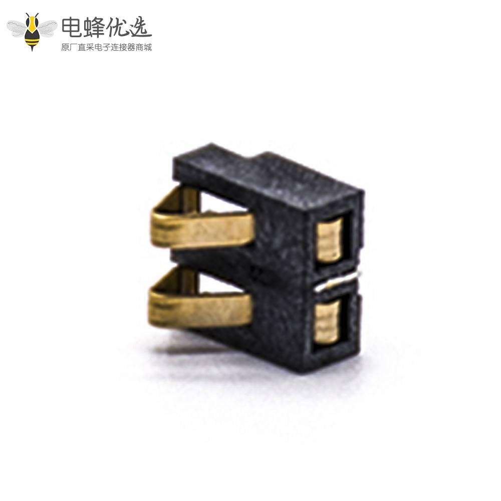 2.5间距电池连接器高2.4H弹片式镀金2芯电池座